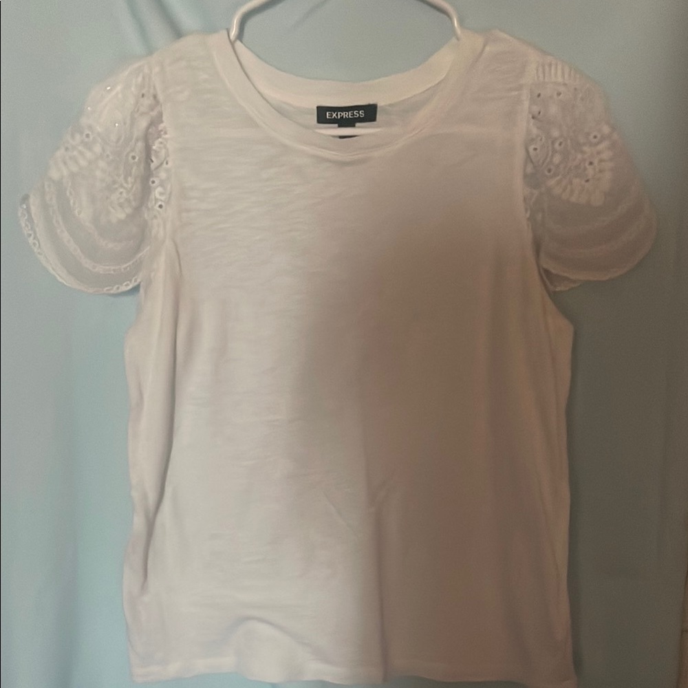 Express White Lace Sleeve Top